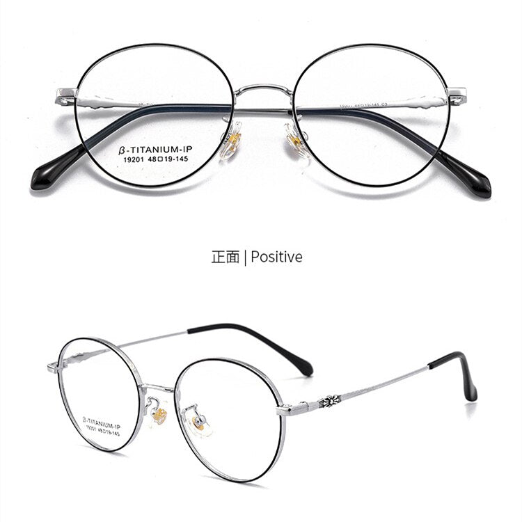 KatKani Men's and Women's Ultra-light Pure Titanium Eyeglasses Frame Wide Side Retro High Myopia/Hyperopia Glasses Frame K19201
