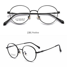 Carica l&#39;immagine nel visualizzatore di Gallery, KatKani Men&#39;s and Women&#39;s Ultra-light Pure Titanium Eyeglasses Frame Wide Side Retro High Myopia/Hyperopia Glasses Frame K19201