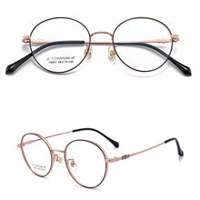 Carica l&#39;immagine nel visualizzatore di Gallery, KatKani Men&#39;s and Women&#39;s Ultra-light Pure Titanium Eyeglasses Frame Wide Side Retro High Myopia/Hyperopia Glasses Frame K19201