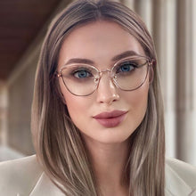 Load image into Gallery viewer, KatKani Anti-Blue Glasses Metal Two-Tone Glasses Female Cat Eye Optical Prescription Spring Legs Glasses Frame WH502