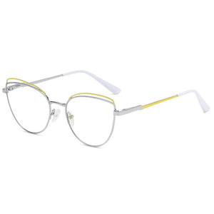 KatKani Anti-Blue Glasses Metal Two-Tone Glasses Female Cat Eye Optical Prescription Spring Legs Glasses Frame WH502