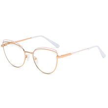 Load image into Gallery viewer, KatKani Anti-Blue Glasses Metal Two-Tone Glasses Female Cat Eye Optical Prescription Spring Legs Glasses Frame WH502