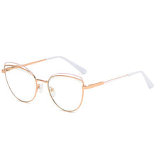 Load image into Gallery viewer, KatKani Anti-Blue Glasses Metal Two-Tone Glasses Female Cat Eye Optical Prescription Spring Legs Glasses Frame WH502