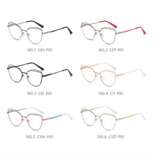 Load image into Gallery viewer, KatKani Anti-Blue Glasses Metal Two-Tone Glasses Female Cat Eye Optical Prescription Spring Legs Glasses Frame WH502