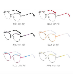 KatKani Anti-Blue Glasses Metal Two-Tone Glasses Female Cat Eye Optical Prescription Spring Legs Glasses Frame WH502