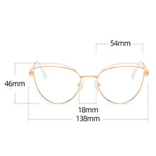 Load image into Gallery viewer, KatKani Anti-Blue Glasses Metal Two-Tone Glasses Female Cat Eye Optical Prescription Spring Legs Glasses Frame WH502