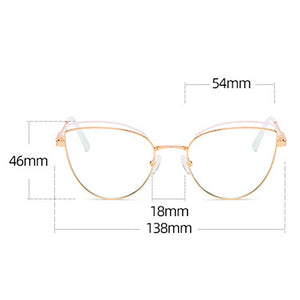 KatKani Anti-Blue Glasses Metal Two-Tone Glasses Female Cat Eye Optical Prescription Spring Legs Glasses Frame WH502