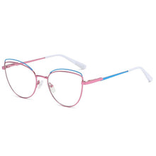 Load image into Gallery viewer, KatKani Anti-Blue Glasses Metal Two-Tone Glasses Female Cat Eye Optical Prescription Spring Legs Glasses Frame WH502