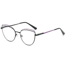 Load image into Gallery viewer, KatKani Anti-Blue Glasses Metal Two-Tone Glasses Female Cat Eye Optical Prescription Spring Legs Glasses Frame WH502