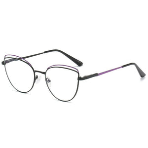 KatKani Anti-Blue Glasses Metal Two-Tone Glasses Female Cat Eye Optical Prescription Spring Legs Glasses Frame WH502