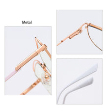 Load image into Gallery viewer, KatKani Anti-Blue Glasses Metal Two-Tone Glasses Female Cat Eye Optical Prescription Spring Legs Glasses Frame WH502