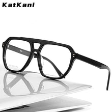 Carica l&#39;immagine nel visualizzatore di Gallery, KatKani Montatura per occhiali da vista a doppio raggio da uomo con montatura grande per occhiali retrò Montatura per occhiali da vista ottica trasparente 3019