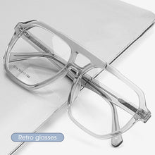 Carica l&#39;immagine nel visualizzatore di Gallery, KatKani Montatura per occhiali da vista a doppio raggio da uomo con montatura grande per occhiali retrò Montatura per occhiali da vista ottica trasparente 3019