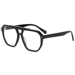 KatKani Montatura per occhiali da vista a doppio raggio da uomo con montatura grande per occhiali retrò Montatura per occhiali da vista ottica trasparente 3019