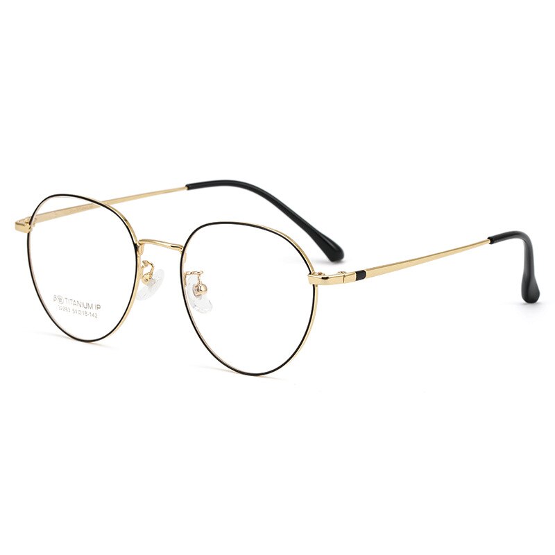 KatKani Retro Round Pure Titanium Eyeglasses Frame Ultra Light Men's and Women's Optical Prescription Spectacle Frame K32283
