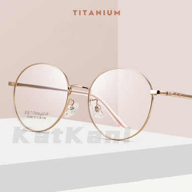 KatKani Retro Ultra-Light Pure Titanium Optical Prescription Myopia Eyeglasses Frame For Men And Women Round Glasses frame 32249