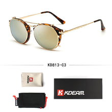Load image into Gallery viewer, Kdeam Happy Clip On Sunglasses Men Removable Round Glasses Steampunk Women Carve Design Sunglass With Brand Box