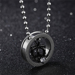 Keep Me in Your Heart King Queen Crown Pendant Necklace Stainless Steel Valentine His & Hers Couples Gift Lovers' Necklaces Set
