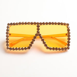 KeiKeSweet Brand Designer Crystal Oversized Sunglasses Women Mirror Big Rhinestone Rays Shades Sun Glasses Lady Diamond