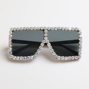 KeiKeSweet Brand Designer Crystal Oversized Sunglasses Women Mirror Big Rhinestone Rays Shades Sun Glasses Lady Diamond