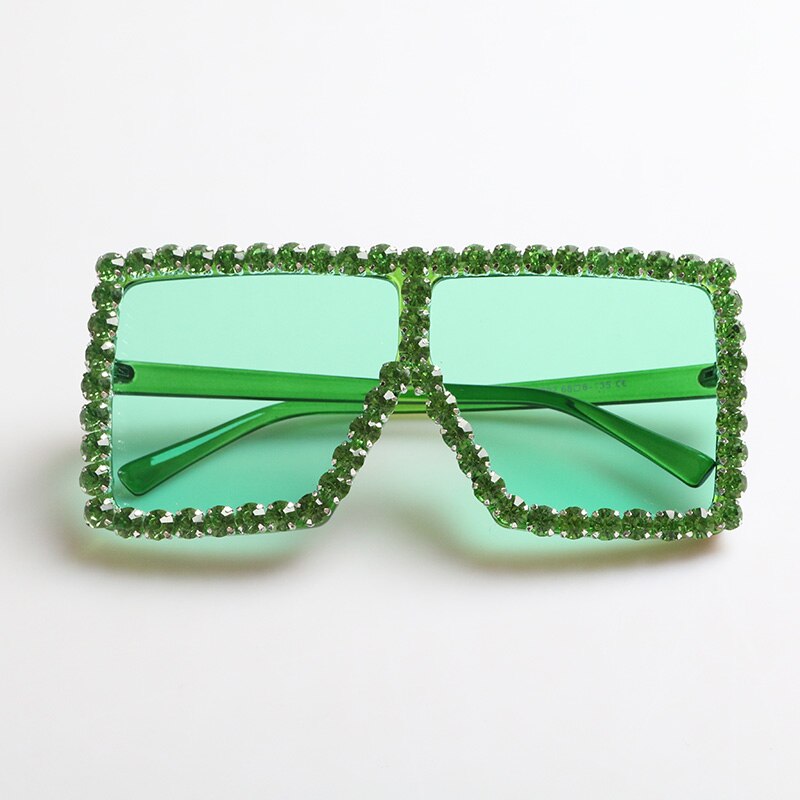 KeiKeSweet Brand Designer Crystal Oversized Sunglasses Women Mirror Big Rhinestone Rays Shades Sun Glasses Lady Diamond