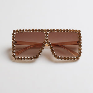 KeiKeSweet Brand Designer Crystal Oversized Sunglasses Women Mirror Big Rhinestone Rays Shades Sun Glasses Lady Diamond