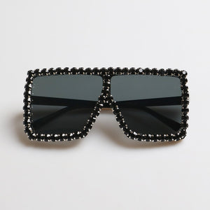 KeiKeSweet Brand Designer Crystal Oversized Sunglasses Women Mirror Big Rhinestone Rays Shades Sun Glasses Lady Diamond