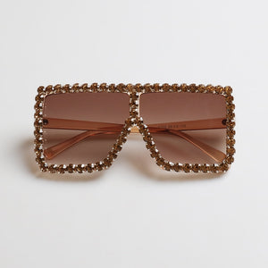 KeiKeSweet Brand Designer Crystal Oversized Sunglasses Women Mirror Big Rhinestone Rays Shades Sun Glasses Lady Diamond