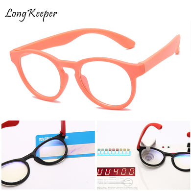 Kids Anti Blue Light Glasses Frame Children TR90 Silicone Optical Glasses Boy Girl Flexible Round Eyeglasses Protective Orange