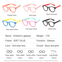 Load image into Gallery viewer, Kids Anti Blue Light Glasses Frame Children TR90 Silicone Optical Glasses Boy Girl Flexible Round Eyeglasses Protective Orange