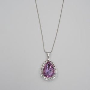 Collana per bambini, ragazze, donne, principessa Sofia, la prima catena, in acciaio inossidabile, con collane con ciondolo con amuleto a goccia viola 