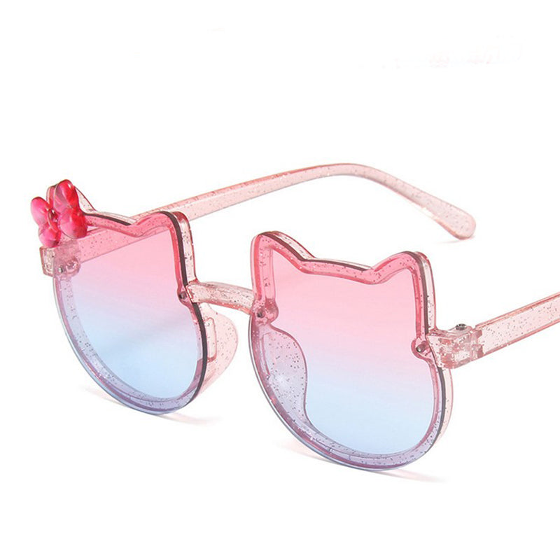 Kids Sunglasses Girls Boys Shiny Bowknot Sun Glasses Lovely Cat Children Eyewear Gradient Eyeglasses UV400