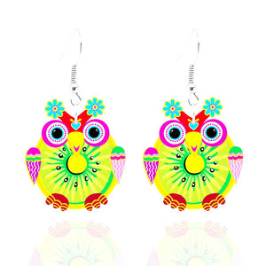 Plastic OWL Earrings For Girls Children Kids Enamel Cartoon OWL jewelry accessories Women Animal Earrings Pendant Party