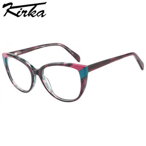 Kirka Cat Eye Woman Glasses Frames Lady Myopia/Reading Eyeglasses Frame Optical Prescription with Clear Lens Design