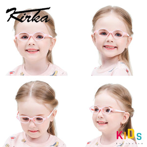 Kirka Optical Children Glasses Frames TR90 Flexible Kids Silicone Glasses Baby Eyeglass Kids Rubber Glasses Pink Unisex