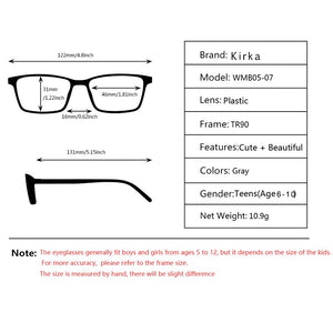 Kirka TR90 Frame Glasses Children Flexible Kids Glasses Optical Eyeglass Frames Square Glasses Children Eyeglasses for 6-10