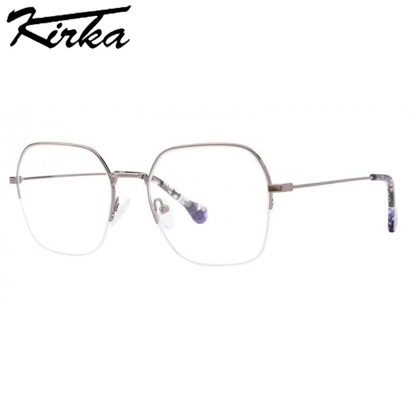 Kirka Woman Metal Glasses Frames Half Rim Eyeglasses for Women Optical Design Myopia Glasses for Man woman Floral Legs