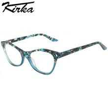Load image into Gallery viewer, Kirka Women Eyeglasses Frames Lady Computer Glasses Frame Green pattern with Crystal Patchwork Female Eyewear Glasses Clear Lens