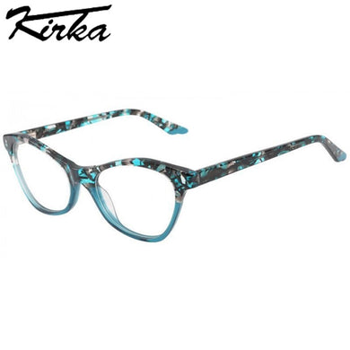Kirka Women Eyeglasses Frames Lady Computer Glasses Frame Green pattern with Crystal Patchwork Female Eyewear Glasses Clear Lens