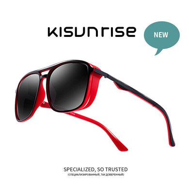 Kisunrise Polarized Sunglasses Men Vintage Square Steampunk Sun Glasses For Driving Sun Glasses UV400 KS0623