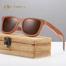 Carica l&#39;immagine nel visualizzatore di Gallery, Kithdia Polarized Sunglasses Women Men Layered Brown Skateboard Wooden Frame Square Style Glasses for Ladies Eyewear In Wood Box