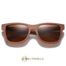 Carica l&#39;immagine nel visualizzatore di Gallery, Kithdia Polarized Sunglasses Women Men Layered Brown Skateboard Wooden Frame Square Style Glasses for Ladies Eyewear In Wood Box