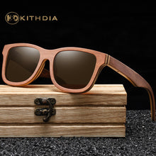 Carica l&#39;immagine nel visualizzatore di Gallery, Kithdia Polarized Sunglasses Women Men Layered Brown Skateboard Wooden Frame Square Style Glasses for Ladies Eyewear In Wood Box
