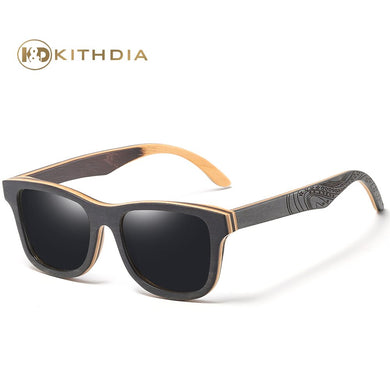 Kithdia TOP Black Wooden Sunglasses Handmade Natural Skateboard Wooden Sunglasses Men Women Wooden Polarized Sunglasses S5832