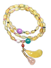 Carica l'immagine nel visualizzatore di Gallery, Fine Jewelry Natural Honey Wax Pendant with Natural Purple Mica Amazon Stone lapis lazuli Grape stone Bracelet