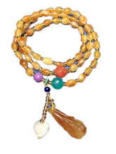 Carica l'immagine nel visualizzatore di Gallery, Fine Jewelry Natural Honey Wax Pendant with Natural Purple Mica Amazon Stone lapis lazuli Grape stone Bracelet