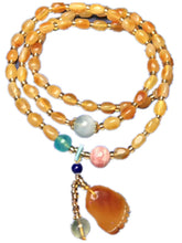 Carica l'immagine nel visualizzatore di Gallery, Fine Jewelry Natural Honey Wax Pendant with Natural Purple Mica Amazon Stone lapis lazuli Grape stone Bracelet