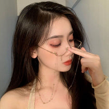 Load image into Gallery viewer, Korea Half-frame Glasses Without Lens Glasses Frame with Chain Women Accessories Metal Chain Eyes Glasses Face Jewelry