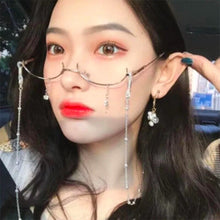 Load image into Gallery viewer, Korea Half-frame Glasses Without Lens Glasses Frame with Chain Women Accessories Metal Chain Eyes Glasses Face Jewelry