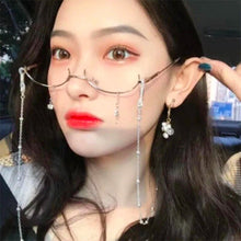 Load image into Gallery viewer, Korea Half-frame Glasses Without Lens Glasses Frame with Chain Women Accessories Metal Chain Eyes Glasses Face Jewelry